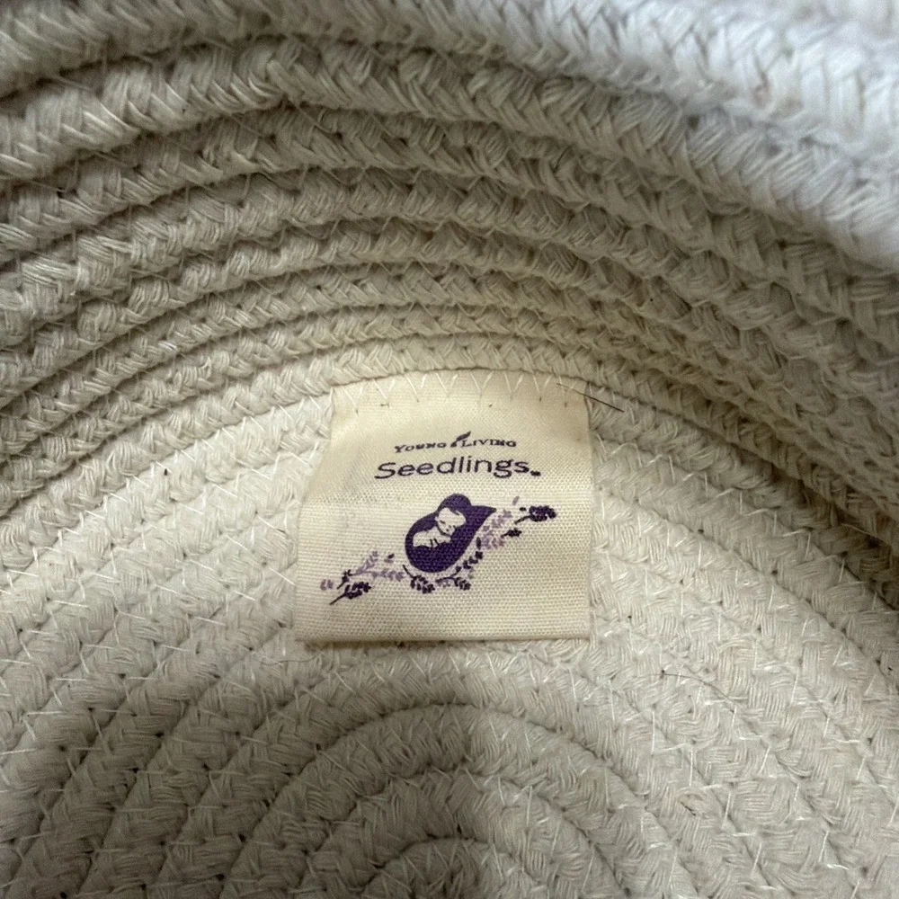 Young Living Seedlings 100% Unleashed Cotton Purple & Off White Soft Woven Tote
